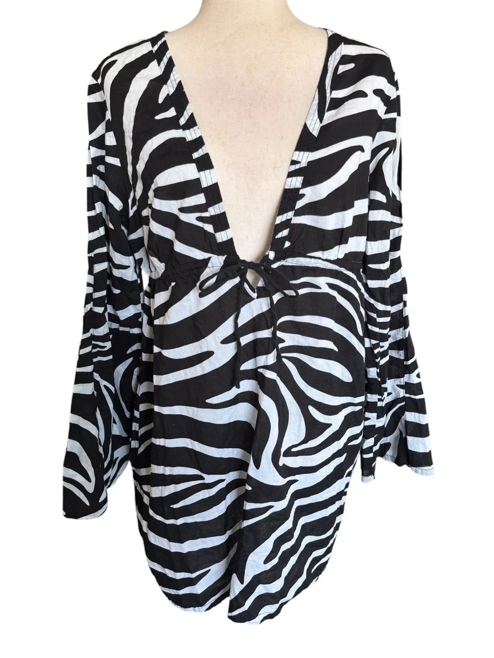 Vintage Lauren Ralph Lauren Black & White Zebra-Print Tunic Swim Coverup Dress